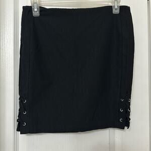 Blue mint black lace up mini skirt size L